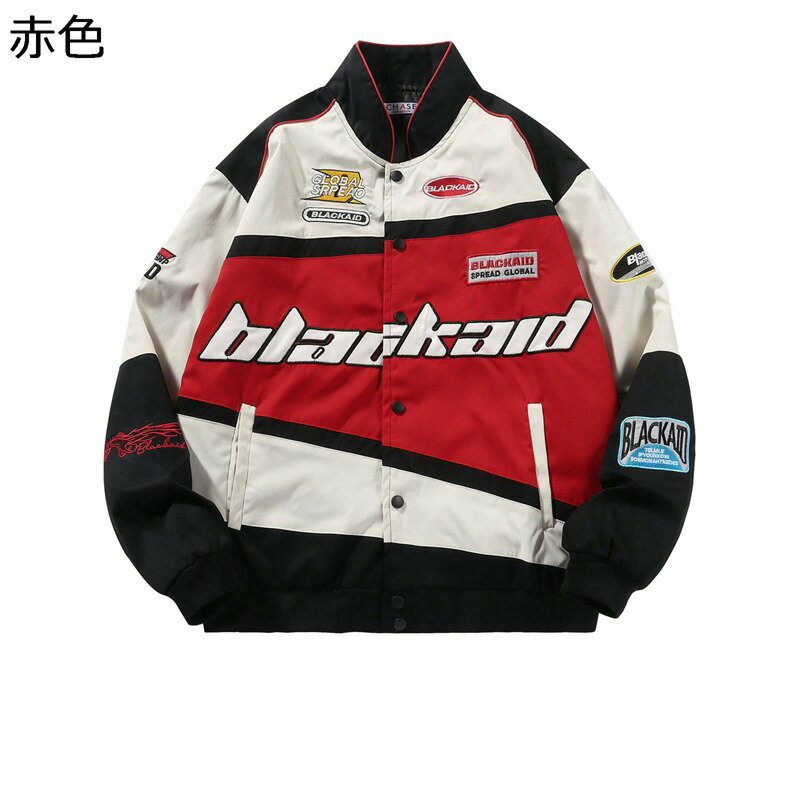 ユニセックス スタジャン ジャケット ショート丈 メンズ 立ち襟 アメカジ ジャンパー アウター 長袖 フルジップ 秋冬 野球ジャケット ビッグシルエット カジュアル 防風 普段用 日常 通勤