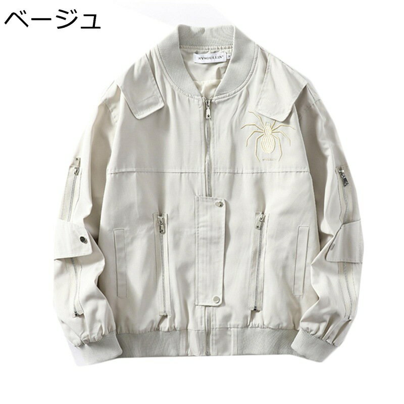 ジャケット メンズ おしゃれ ブルゾン ストリート アウター カジュアル ウインドブレーカー 刺繍 ヒップホップ ゆったり 春秋 スタジャン 羽織り ジャンパー 防風 保温性 大きいサイズ