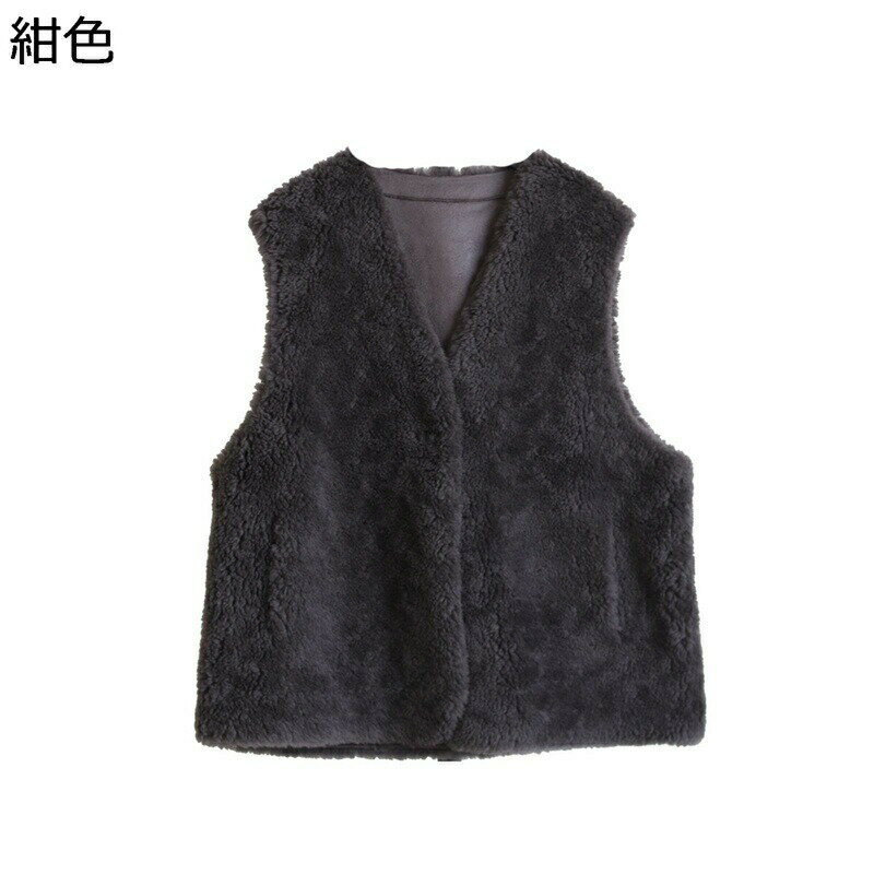 ボアベスト ファーベスト 毛皮ベスト レディース 長袖 ショート Vネック 羽織り アウター インナー コート 防寒ウェア ルース ゆったり フェミニン 春秋冬 韓国 休日 保温 防寒対策 通勤 デート