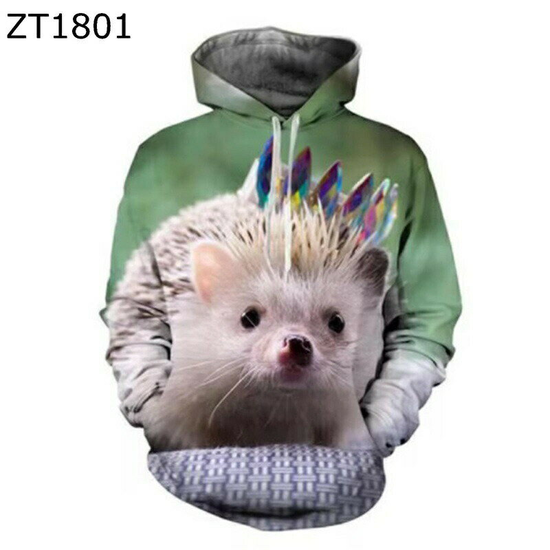 パーカー メンズ フード付きパーカー プルオーバー おしゃれ 3Dプリント ハリネズミ 総柄 春秋 ストリート ヒップホップ 大きいサイズ 子供 学生 カップル カジュアル スポーツ