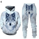 ジャージ メンズ 上下セット 長袖 フーディパーカー 狼柄 wolf 大きいサイズ 防寒保温 ロングズボン プルオーバー ランニングウェア スポーツ 伸縮性 ス...
