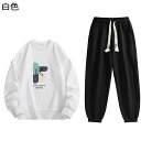 トレーナー 2点セット メンズ 春秋服 ロング Tシャツ k柄 スウェット 大きいサイズ 長袖 ロングズボン カットソー クルーネック プルオーバー 柔らかい パーカー 通勤 部屋着 普段着 贈り物 上着