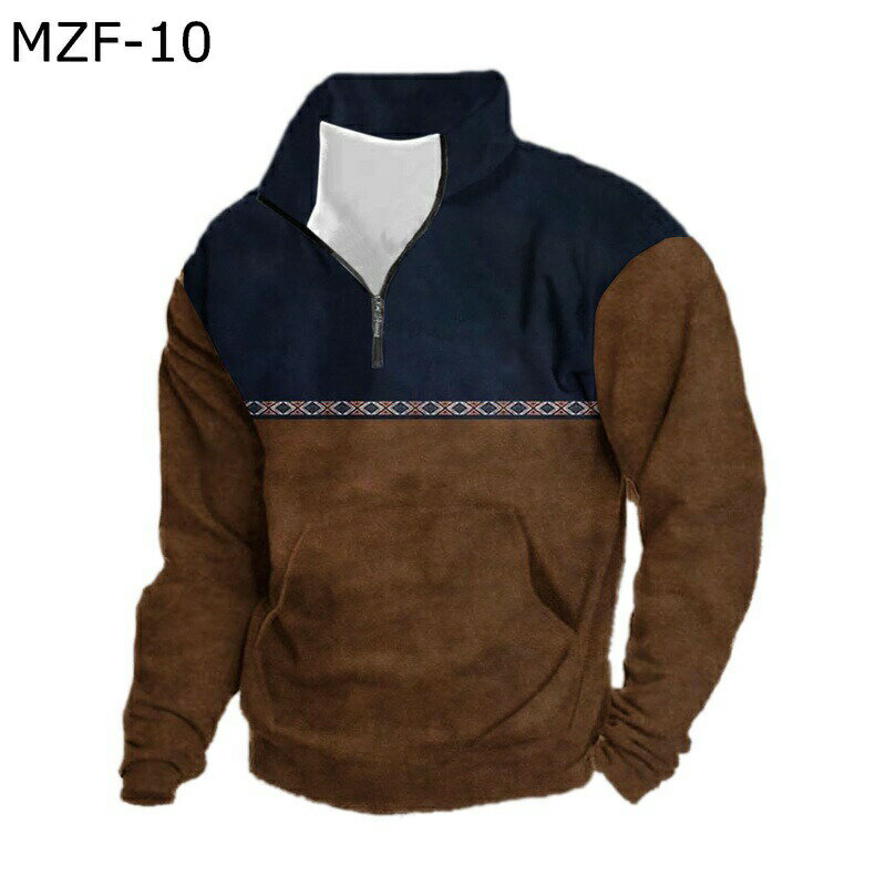 トレーナー メンズ ハーフジップ ジャージ プルオーバー 3D柄 バイカラー 春秋服 ゆったり 長袖 パーカー 防寒 保温 襟付き 軽量 柔らかい 快適 ファッション 通学 運動 アウトドア 贈り物 アウター(4.0)