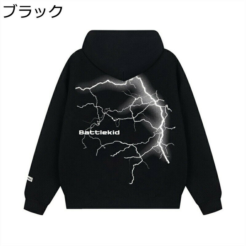 稲妻柄 パーカー スウェット メンズ フード付き 運動着 3D プルオーバー ストリート系 長袖 オーバーサイズ 春秋服 防寒 カンガールポケット 上着 個性的 スウェット ランニングウェア スポーツ アウトドア