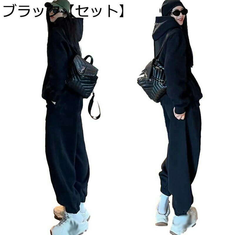 パーカー 2点セット フード付き メンズトレーナー ゆったり 秋冬 長袖 クルーネック プルオーバー お洒落 スウェット 厚手 気持ちいい 快適 カジュアル ストリート ロングズボン カットソー 原宿系 上着