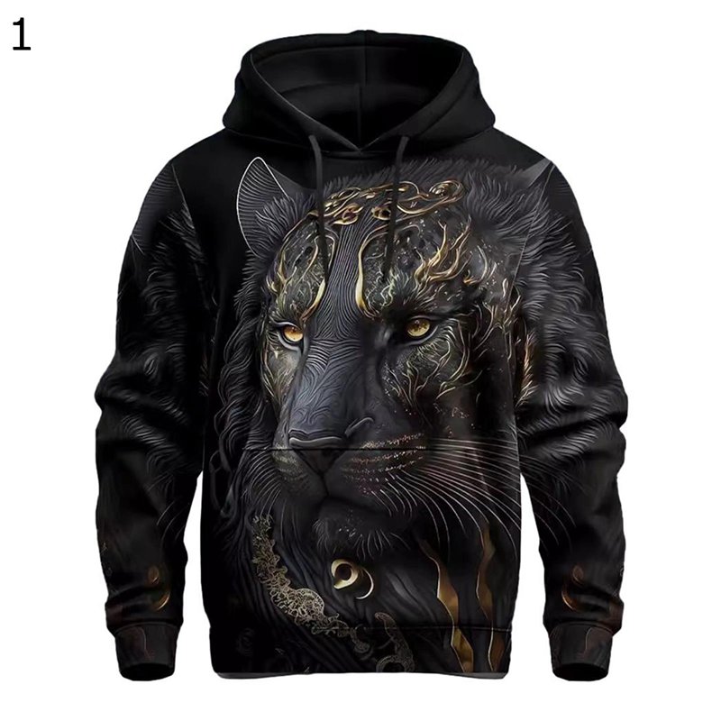 パーカー メンズ フード付き ライオン柄パーカー プルオーバー 3Dプリント 欧米風 おしゃれ 獅子 春秋 ストリート ヒップホップ 大きいサイズ ゆったり カジュアル スポーツ