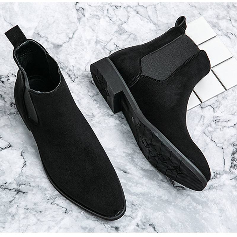 メンズ チェルシーブーツ ショートブーツ 大きいサイズ ビジネスブーツ サイドゴアブーツ スリッポン 太めヒール ローヒール 24-29cm 四季着用 ハイカット スエード 滑り止め 履き心地良い