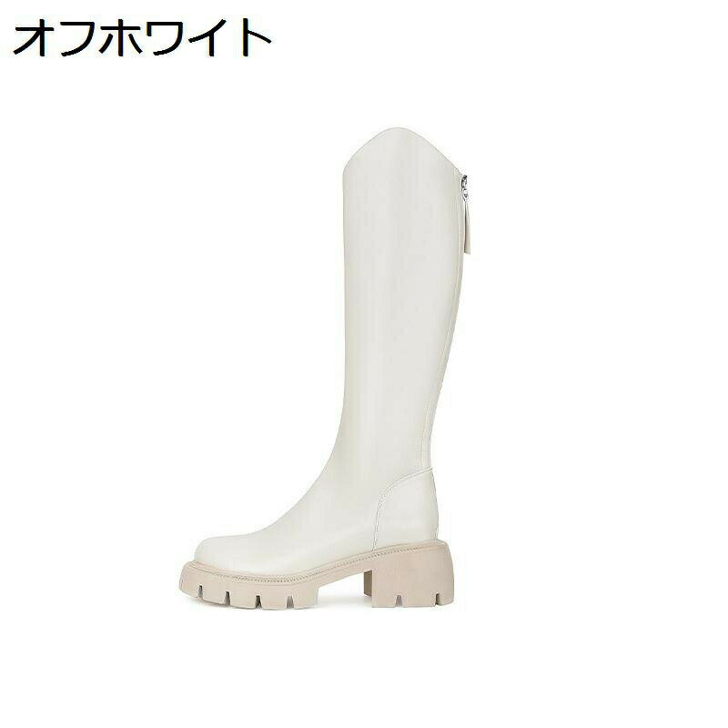 ロングブーツ 厚底 レディース 秋冬 長ブーツ バックファスナー カジュアル ゆったり 美脚 Vカット 高筒ブーツ 無地 ファッション 滑りにくい 足細 軽量 ラウンドトゥ ガーリー ウエスタンブーツ
