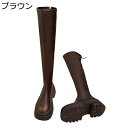 ニーハイブーツ 厚底 レディース プラットフォーム ジョッキーブーツ ハイヒール ラウンドトゥ ゆったり カジュアル 秋冬 長ブーツ 美脚 高筒ブーツ 膝丈 身長up バックファスナー ガーリー系