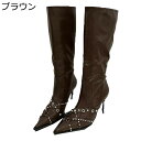 秋冬 ロングブーツ バックル リベット ポインテッドトゥ レディース 美脚 長ブーツ ピンヒール 高筒 膝丈 ゆったり カジュアル ラウンドトゥ オシャレ 軽量 くしゅくしゅ ギャル ガーリー系 モード