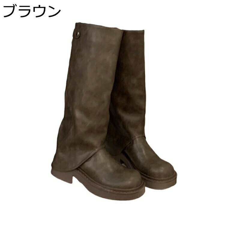 ジョッキーブーツ 高筒 レディース ロングブーツ 乗馬ブーツ クッション性 秋冬 シンプル ウエスタン カジュアル 柔らかい チャンキーヒール ラウンドトゥ 膝丈ブーツ 滑り止め 美脚 痩せ効果