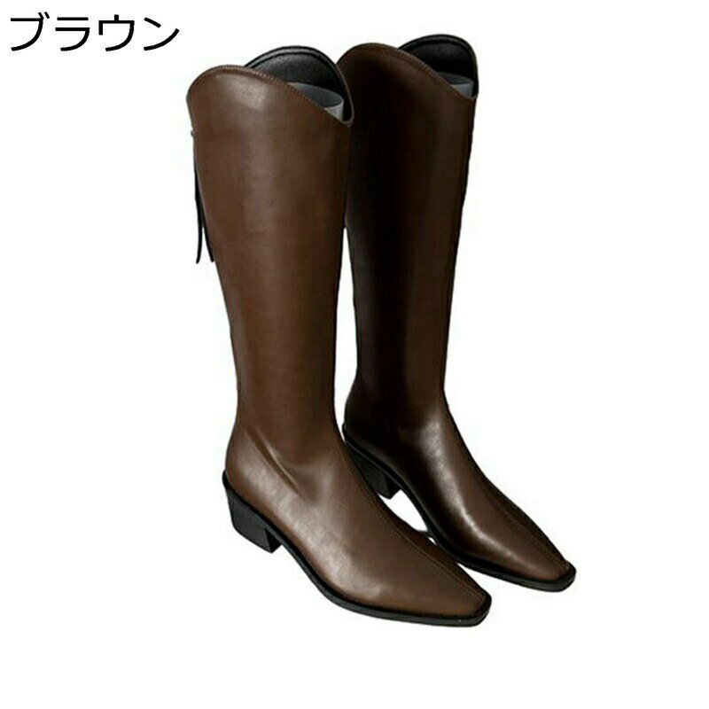 ジョッキーブーツ レディース ロングブーツ ポインテッドトゥ ヴィンテージ 騎士ブーツ チャンキーヒール vカット おしゃれ モード系 軽量 カジュアル 膝丈 長ブーツ シンプル 美脚 ゆったり 秋冬