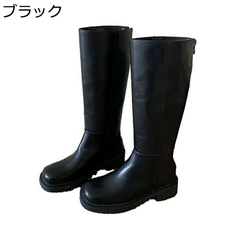 ロングブーツ 高筒ブーツ レディース ラウンドトゥ ローヒール チャンキーヒール 膝丈ブーツ 高筒 ヴィンテージ 長ブーツ ゆったり シンプル カジュアル 防水 クッション性 軽い コンフォート