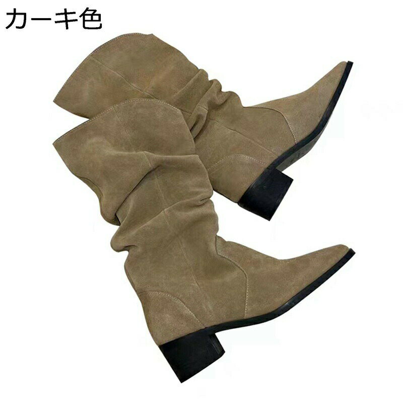 ショートブーツ レディース靴 ドレープ スエード くしゅくしゅ カジュアルブーツ 短靴 ジップ 太ヒール ミドルヒール スクエアトゥ 秋 冬 美脚 滑りやめ カジュアル 柔軟 日常 お洒落 オシャレ