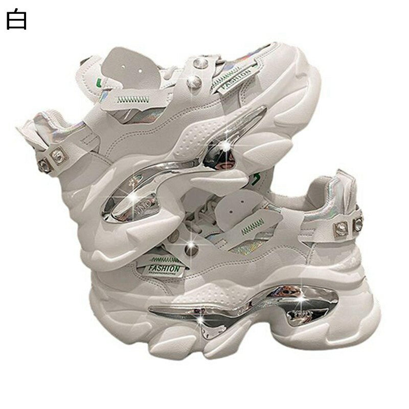 スニーカー レディース 厚底靴 運動靴 アウトドアシューズ 光沢感 ウォーキングシューズ ランニングシ..