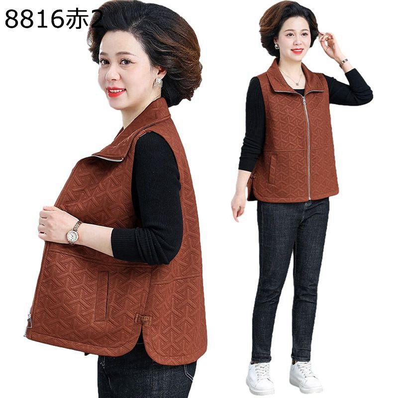 アウターベスト ベスト レディース 折り襟 チョッキ ポケット付き 無袖 あったかい トップス 冬服 婦人 高齢者 50-70代 柔らかい 軽便 流行り ファッション かわいい おしゃれ ゆるめ 女性用 [color,size]