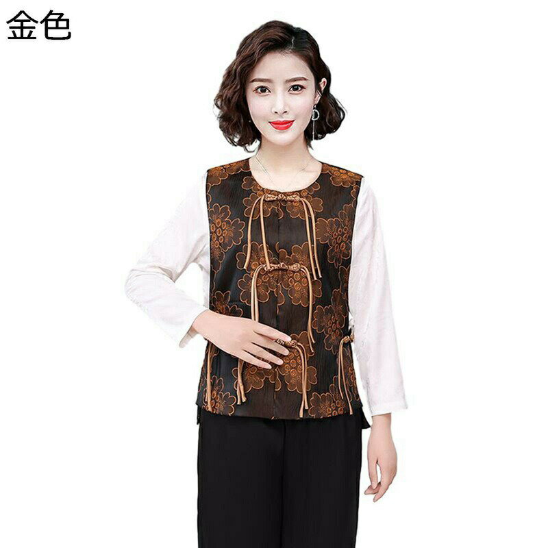 アウターベスト レディース ベスト チョッキ 秋冬用 刺繍 花柄 花 高齢者 中年 無袖 高齢者 中国風 暖か コート 女性用 エレガント ファッション かわいい 婦人服 お年寄り 流行り 会社 日常