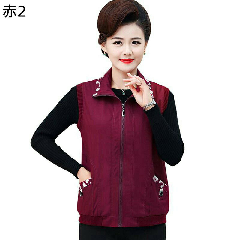 ベスト レディース 婦人 高齢者 折り襟 プリント ポケット付き ファスナー付き 50-70代 無袖ジャケット あったか 軽い 柔らかい 防水性 女性 職場 通勤 ファッション カジュアル 秋 冬