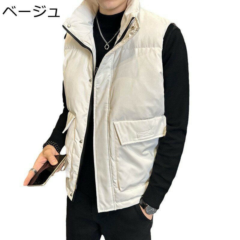 ダウンベスト メンズ 50%ダウン ダウンジャケット 冬 ビッグサイズ 無地 カジュアル 立ち襟 厚手 防寒着 保温性 あったかい 防寒コート 上着 軽量 冬物 通勤 通学 スポーツ