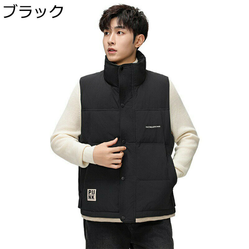 ダウンベスト メンズ ベスト 秋冬 大きいサイズ タートルネック 無地 カジュアル 厚手 防寒対策 保温 あったかい ゆったり 通勤 通学 冬物 日常 旅行 アウトドア ビジネス
