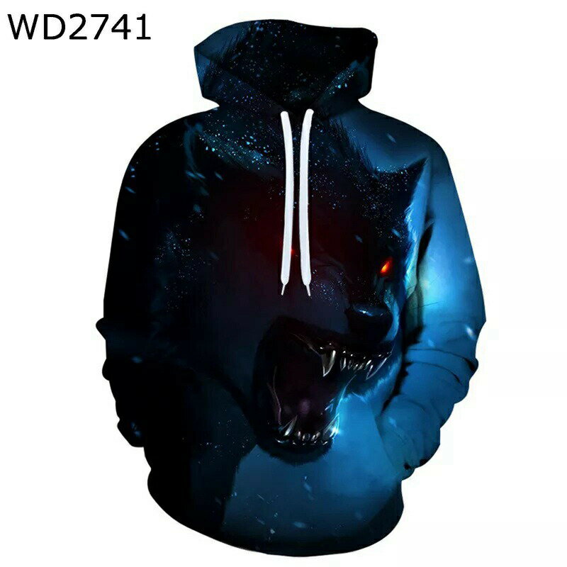 パーカー メンズ フード付きパーカー プルオーバー おしゃれ ウルフ オオカミ 欧米 3Dプリント アニマ..