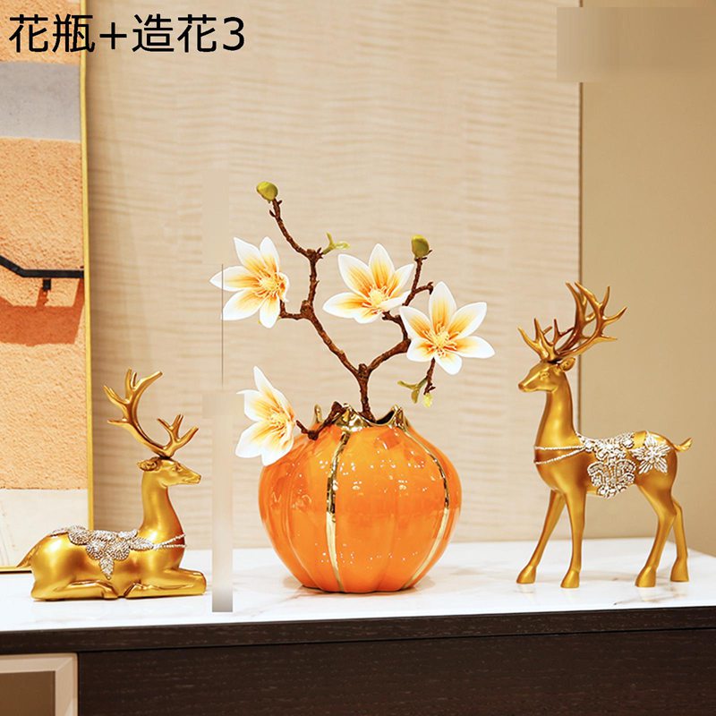 造花 インテリア 鹿 置物 小さい花瓶付き 鉢植え 盆栽 室内 部屋 喫茶店 パーティー 置ける 飾る ギフト プレゼント おしゃれ 花束 フラワー 造花セット 枯れない花 セラミック花瓶 置物 ミニ 部屋装飾 工芸品