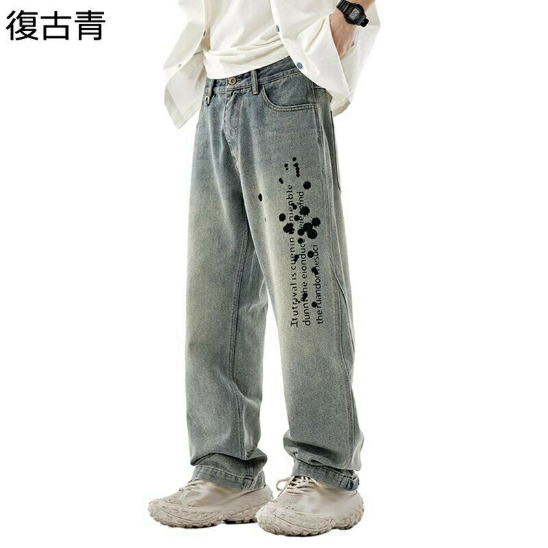 ジーパン メンズ ジーンズ デニムパンツ 春秋 下着 チノパンツ 英文柄 落書き柄 簡約 大きいサイズ ヴ..