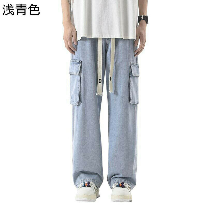 Gパン メンズ ジーンズ デニム 春秋用 ロングパンツ マルチポケット 復古 レトロ ゴムウエスト 調節ひも ゆったり カーゴパンツ チノパン ヴィンテージ 体型カバー 日系 男らしさ 男女兼用 ポケット