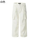 チノパンツ メンズ レディース カーゴパンツ ワークパンツ マルチポケット 白 ホワイト カジュアル ファッション 長ズボン 体型カバー 韓国風 原宿系 男女兼...