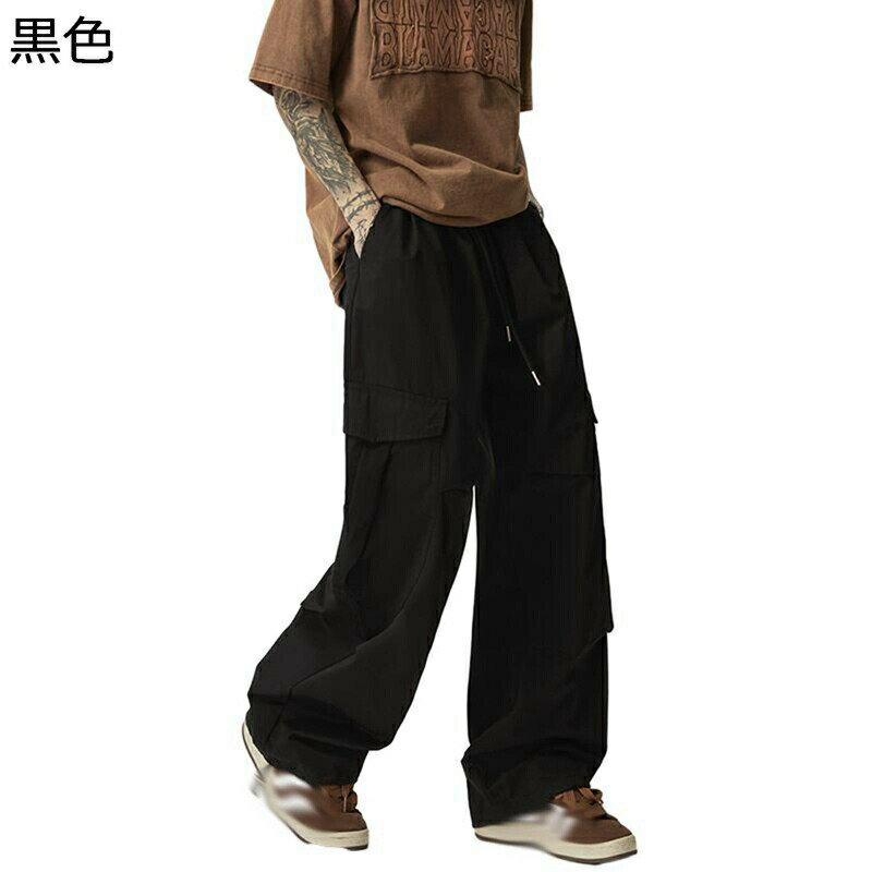 カーゴパンツ ワークパンツ メンズ レディース チノパン 両サイドポケット おしゃれ ゴムウエスト ゆったり 長ズボン 男女通用 シンプル 無地 カジュアル 美...