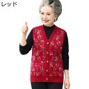 高齢者 Vネックベスト カーディガン 前開きボタン ポケット付 お年寄りの服 おばあちゃんのコート 暖かい ストレッチ ノースリーブセーター チョッキ アウター...