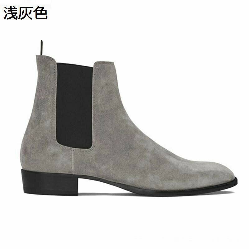 チェルシーブーツ メンズ 牛革 スエード サイドゴア ショートブーツ 秋冬春 ミドルカット オシャレ 短靴 防寒対策 防滑 シンプル ハンドメイド 仕事 オフィス 通勤 通学 プレーントゥ 大きいサイズ