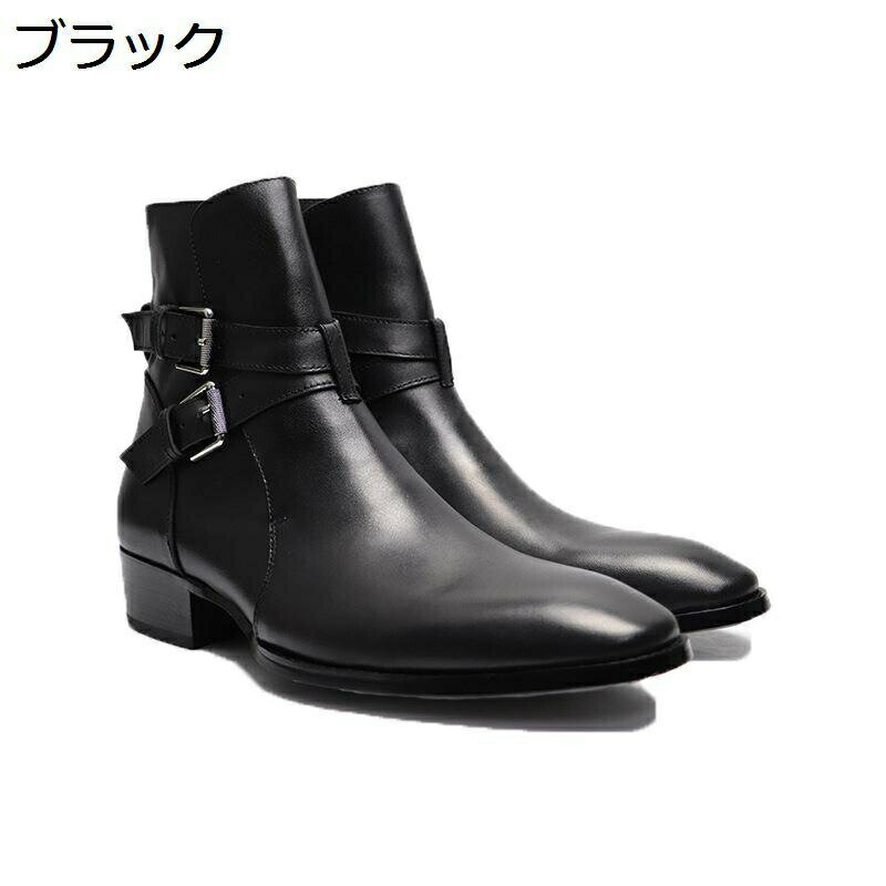 チェルシーブーツ メンズ 本革 クロスストラップ 秋冬春 ミドルカット ショートブーツ イングランド 短靴 ポインテッドトゥ 保温 防滑 ベーシック 仕事 オフィス 通勤 通学 プレーントゥ 大きいサイズ