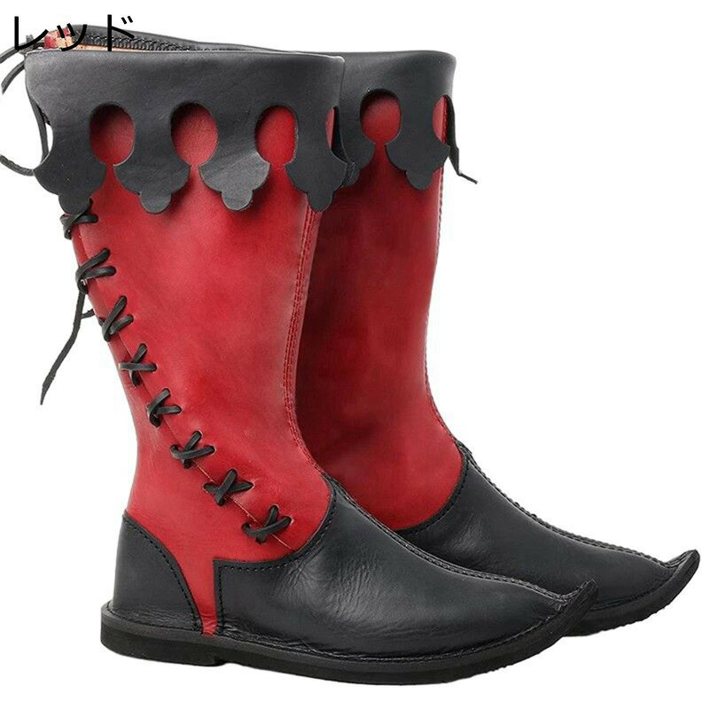 ロングブーツ ゴシック系 メンズ 乗馬ブーツ ひざ丈 バックジップ 袴ブーツ 秋冬 合成皮革 足細 防滑 柔らかい 大人 フィット 着回し 長靴 大きめ ゆったり バイク用 パーティ ストレート 旅行