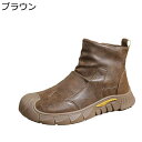 ショートブーツ ワークブーツ メンズ ドレープ 革 サイドジップ つま先保護 秋冬春 厚底 ミドルカット トレンド 短靴 防寒 ゴム底 歩きやすい お兄系 アメ...