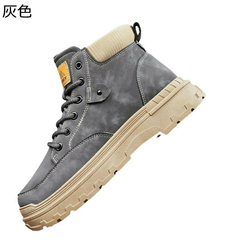 メンズ ショートブーツ レザー 厚底 編み上げ ワークブーツ 秋冬 ミドルカット 短靴 防寒対策 ラウンド..