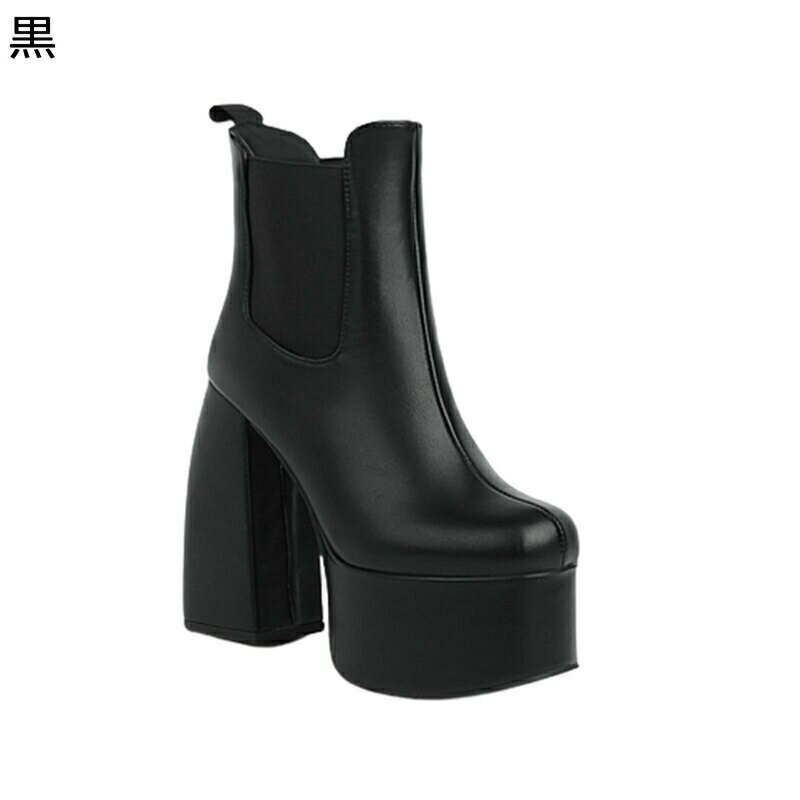 ショートブーツ レディース ワニ柄 22.5-28.0cm 短め 短靴 ハイヒール 厚底 粗いかかと スクエアトゥ サイドゴア 秋冬 原宿 ギャル 欧米風 夜店 仮装パーティー シンプル ファッション