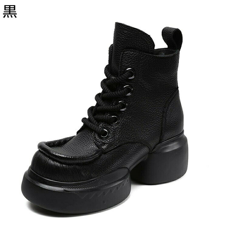 ショートブーツ レディース 本革 レザー レースアップ スクエアトゥ 短め カジュアルブーツ 短靴 ジップアップ ミドルヒール チャンキーヒール 美脚 滑らない カジュアル やわらか 普段使い