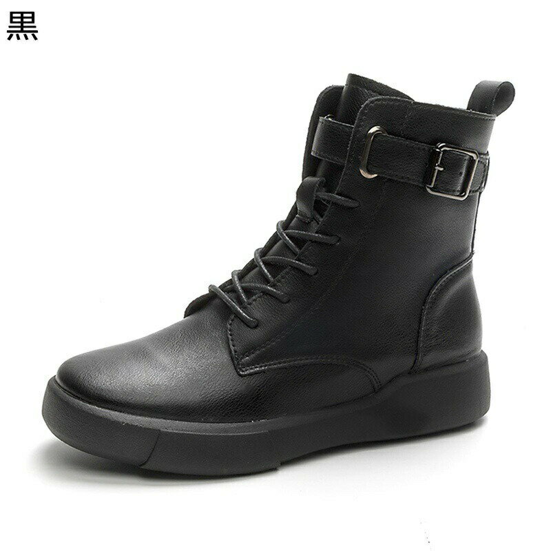 ショートブーツ レディース レザー 本革 レースアップ ジップアップ 短靴 ラウンドトゥ ミドルヒール ファスナー チャンキーヒール 秋冬ブーツ ファッション 滑り止め やわらか 普段使い