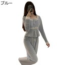 ルームウェア レディース パジャマ 秋冬用 上下セット レース 胸パッド付き ルームウェア 長袖 パジャマセット 部屋着 寝巻き 通気性 耐久性 快適 寒さ対策...