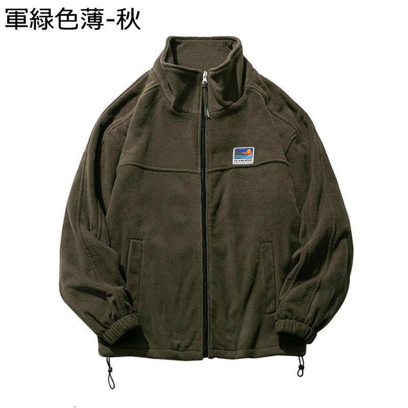 ボアフリース ジャケット ブルゾン メンズ 防寒用 秋 冬 日系 ゆったり ジップアップ 大きいサイズ モコモコ 起毛 ウインドブレーカー スタジャン 保温 厚手 ファッション 通勤 学生 黒 グリーン カーキ