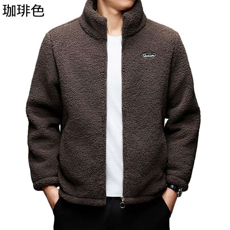 メンズ ボアジャケット 厚手 フリースボア 秋冬用 スタジャン ジップアップブルゾン 中綿ジャケット ゆったり オーバーサイズ 裏ポケット もこもこ コート カジュアルアウター