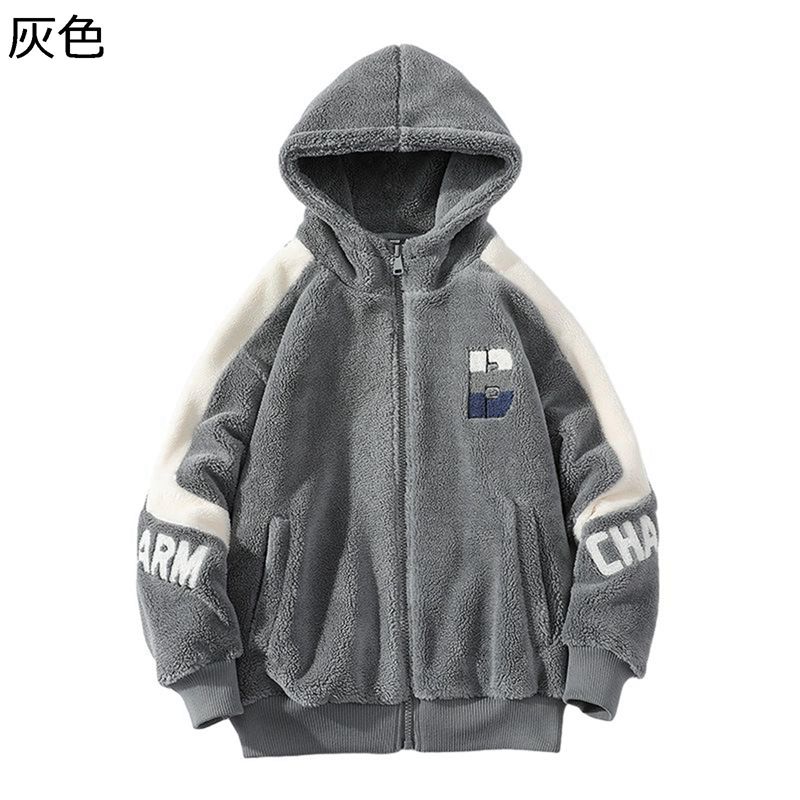 ジップアップジャケット ボアジャケット フード付き メンズ ゆったり もこもこ ふわふわ フリース ボア 秋 冬 ブルゾン ウインドブレーカー 中綿服 ショートコート 防寒着 保温 シンプル