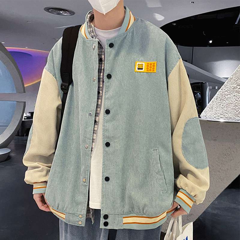 スタジャン メンズ ジャケット スタジアムジャンパー コーデュロイコート 春 秋 ゆったり アメリカン おしゃれ パッチワーク ヒップホップ ストリート カジュアル ブルゾン アウター