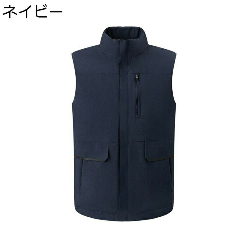 中綿ベスト メンズ ノースリーブ チョッキ 重ね着 秋冬 厚手 ユニセックス 防風 保温性 防寒着 あったかベスト 立ち襟 ショート カジュアル 大きいサイズ アウトドア ビジネス 作業 ハイキング