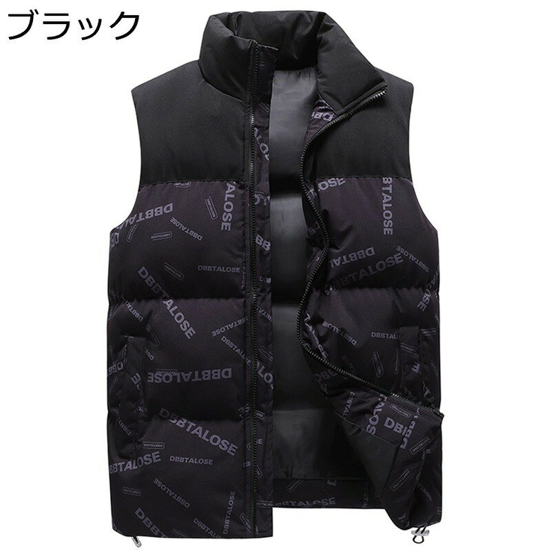 楽天kcreate中綿ベスト メンズベスト 袖なし チョッキ 重ね着 秋冬 アウター 厚手 防風 保温性 防寒着 あったかい 立ち襟 バイカラー カジュアル 大きいサイズ アウトドア 釣り ウオーキング 普段使い