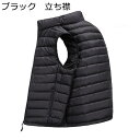 ダウンベスト メンズ 保温ベスト ビジネス 薄手 軽量 スタンドカラー 冬用ベスト 大きいサイズ 秋冬 保温性 あったかい 防寒 細身 カジュアル 日常 旅行