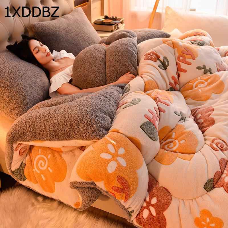 掛け布団 ダブル 裏シープボア 肌掛け毛布 秋冬 蓄熱保温 桃柄 発熱 寒さ対策 あたたか 両面使える ボ..