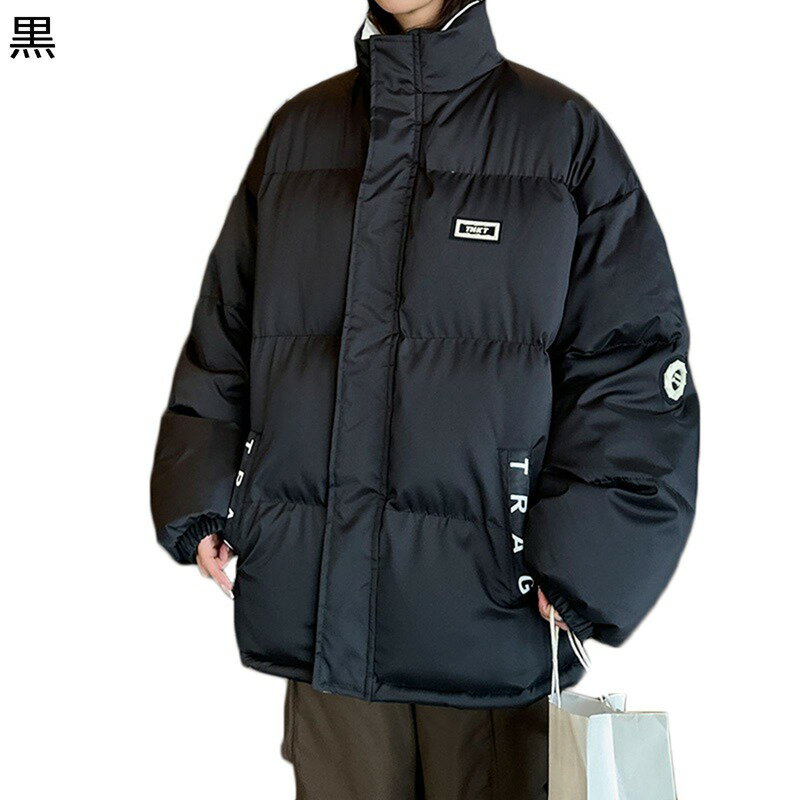 中綿入れジャケット メンズ レディース 中綿コート ショートブルゾン 綿服 暖か 真冬 ダウンアウター 英字柄 ワイド ミドル丈 ライトアウター カジュアル 男女兼用 デイリー アウトドア