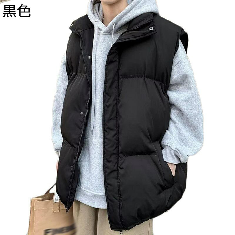 防寒ベスト メンズ コットンベスト 中綿 チョッキ ゆったり カジュアルアウター ゆったり ジップアップ 大きいサイズ ポケット 冬 暖か 保温保暖 無袖 アウター おしゃれ 潮流 ジュニア ブラック ベージュ